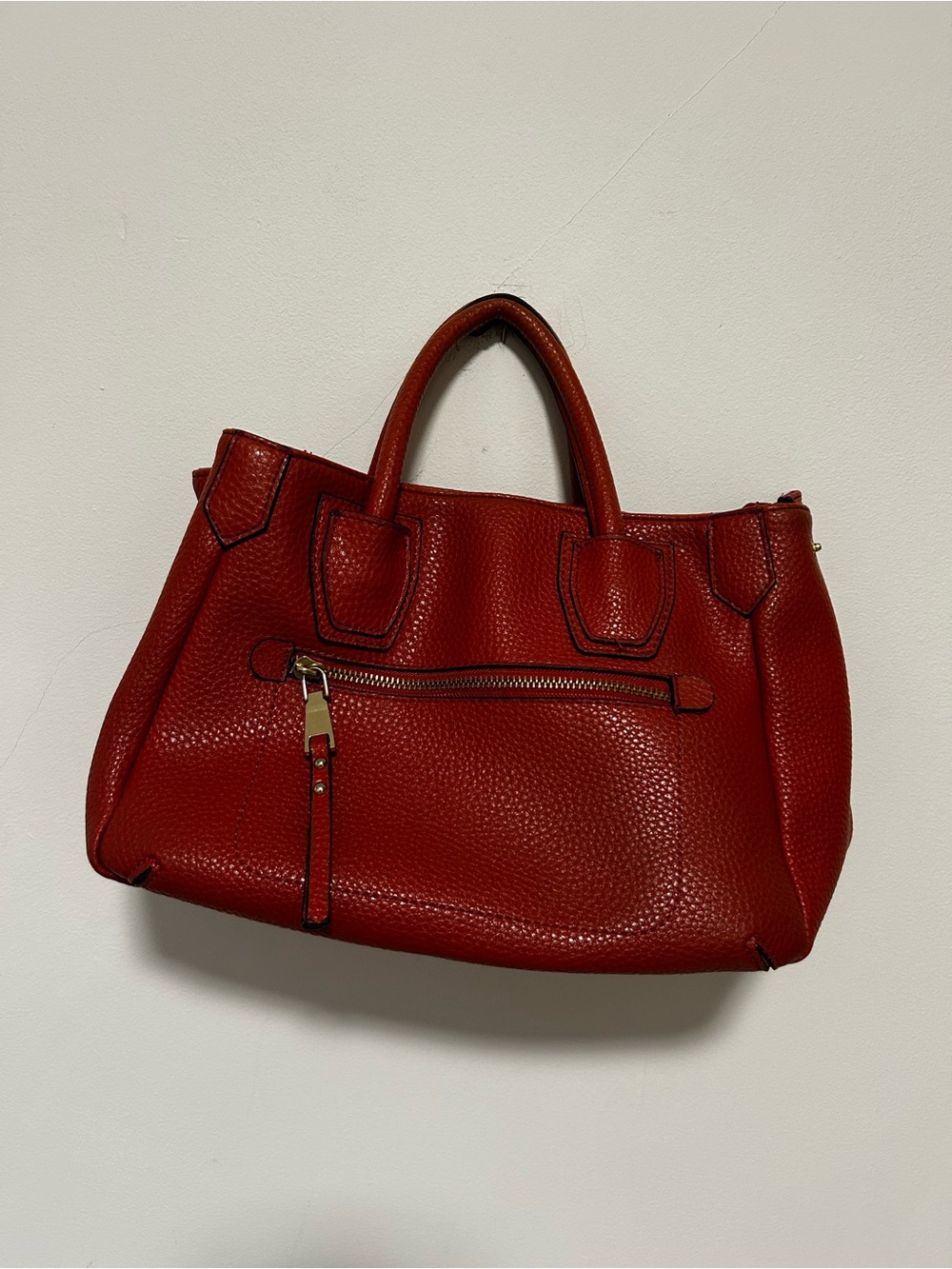 Jaclyn Smith Red Pebbled Mini Satchel with Front Zip